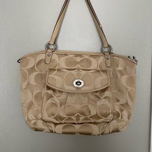 Coach Leah Khaki/Gold Tote